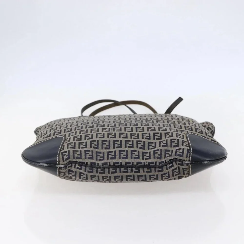 FENDI Zucchino Canvas Tote Bag Navy Auth SW1721 - Picture 7 of 16